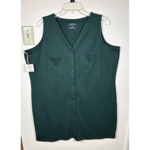 Evolverie Annie Button Front Dress 3X Emerald Green Cotton Ethical Sustainable